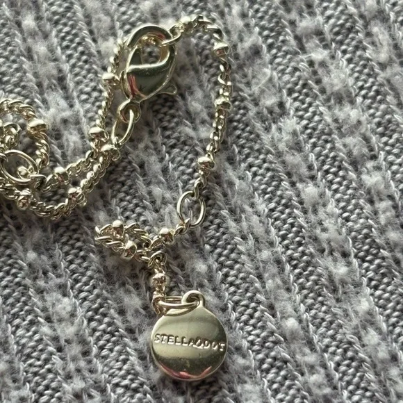 Vintage Stella & Dot signed silver tone rhinestone embedded clover necklace - Picture 3 of 7